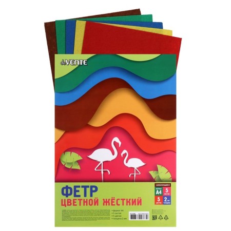Fetr color -colored self -adhesive A4 Devente. "Bright colors" 5 colors, 5 sheets, thickness 1.5 mm