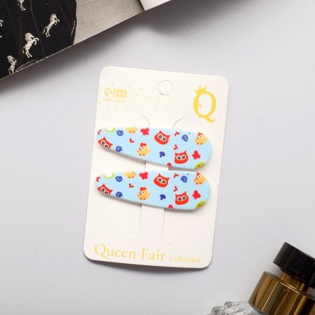 Invisibility for hair "Spark" (set 2 pcs) owls, 5 cm