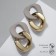 Earrings Plastic "Chain" 2 links, beige color in gold