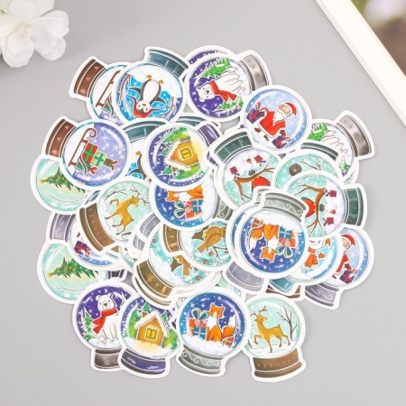 Stickers for creativity "Snow balls" embossing silver set 48 pcs 9x7x0.8 cm-2