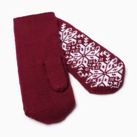 Women's mittens, burgundy color, size 18-1