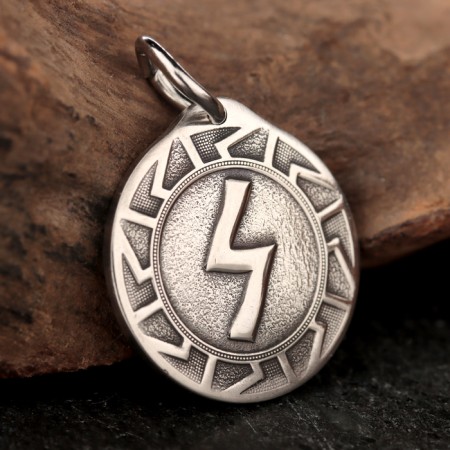 Scandinavian amulet "Runa Soulo in the Sunny Circle", 5 g, 20x22 mm-1