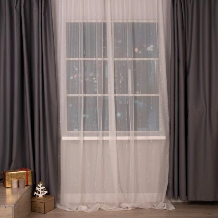 Garland "Curtain" 2 × 3 m Rosa, IP20, silver thread, 450 LED, glow white, 8 modes, 220 V-1