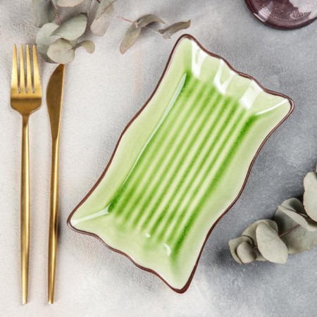 Ceramic serving dish "Tallula", 19 × 11 × 3 cm, green color