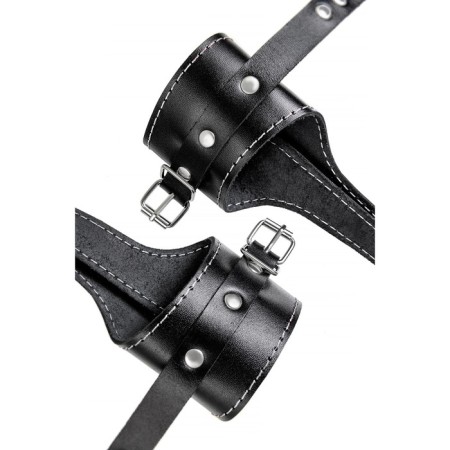 Pecado BDSM suspension, "soft" with a white line, genuine leather, black-7