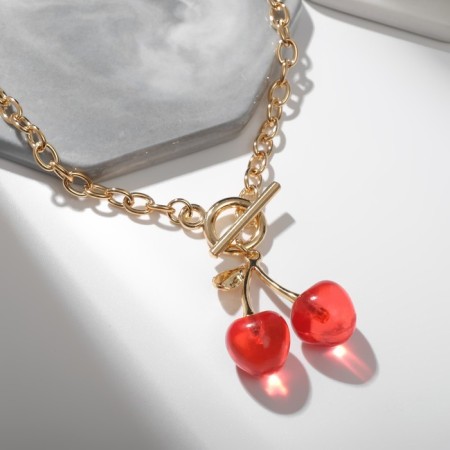 Piece "chain" Vishni branch, red color in gold, 45 cm