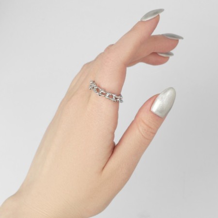 Ring "chain" modern, color black silver, dimensionless-2