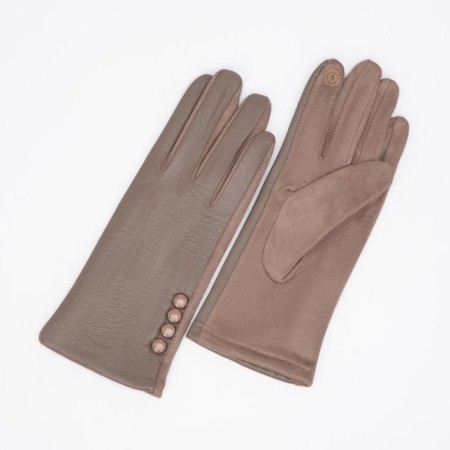 Gloves are female, dimensionless, without insulation, beige color