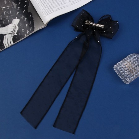 Hair clip "Schoolgirl" bow point, 12x30 cm, black-2