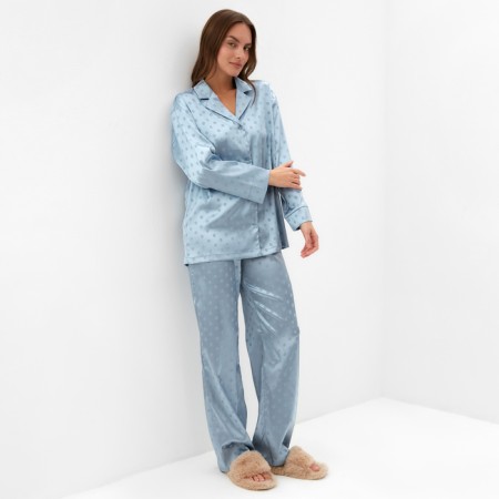 Female pajamas (shirt and trousers) KAFTAN "Peas" Blue color, size 40-42-1
