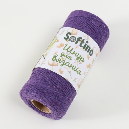 Knitting cord 100% cotton, width 1mm 100m 80g "Dark lilac" 10x4.2x4.2 cm-1