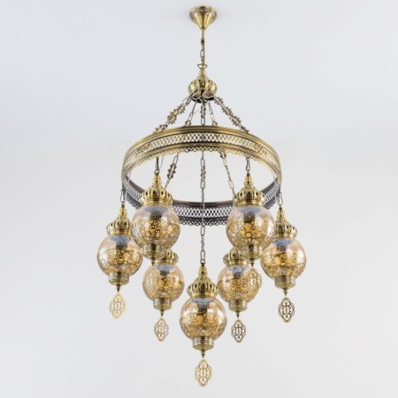 Suspended chandelier Citilux "Cairo" CL419163, 56x56x100 cm, 7x75W, e27, brown color-3
