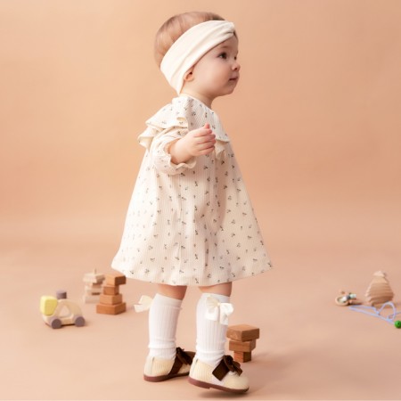 Dress with DL. Sleeve crumb I Wildflowers, height 80-86 cm, beige-5