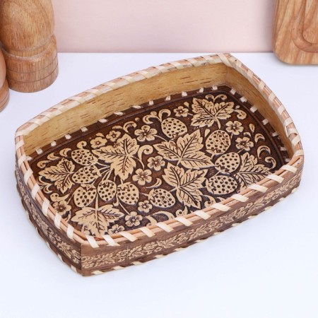 Sukharnitsa "Berries", rectangular, 14 × 21 × 4 cm, birch bark-1