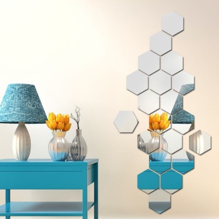 Interior stickers "honeycomb", mirror, wall decor, set 12 pcs, 16 x 18 cm-3