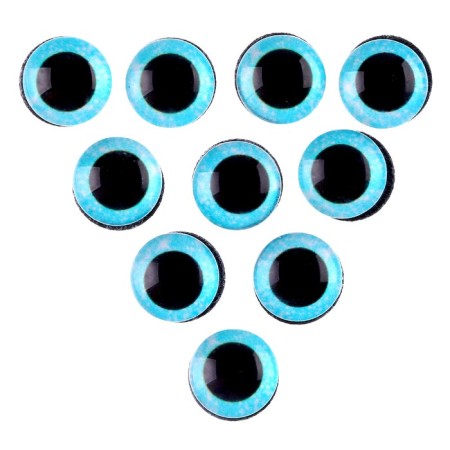 Elose -based eyes, set of 10 pcs., Size 1 pc. - 10 mm, blue color with sparkles-1