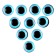 Elose -based eyes, set of 10 pcs., Size 1 pc. - 10 mm, blue color with sparkles