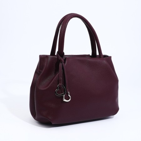 Richet bag with a zipper, external pocket, long belt, burgundy color-2