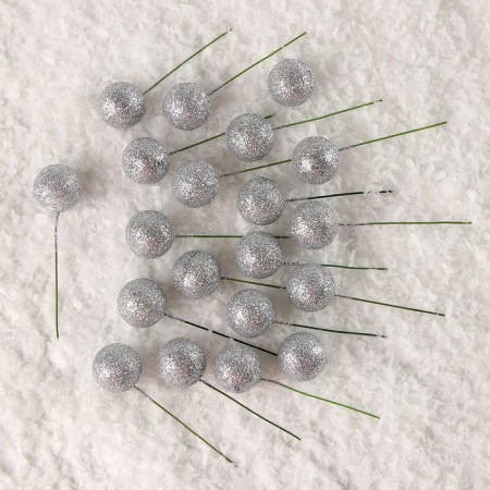 Figure for crafts and decor on the “ball” wire, set of 20 pcs., Size 1 pc. - 2 × 7.5 cm, silver color