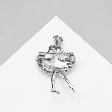 Brooch "Ballerin", white color in silver-2