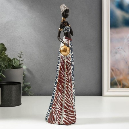 Souvenir Polystone "African with a jug in an outfit under Zebra" 33x9x8 cm-1