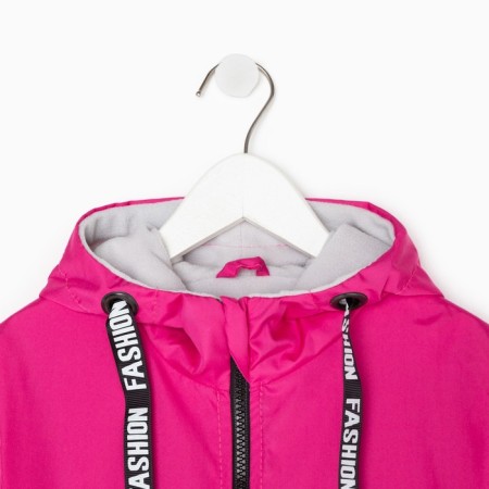 Jacket (windbreaker) on a fleece for a girl, raspberry color, height 116-122 cm-1