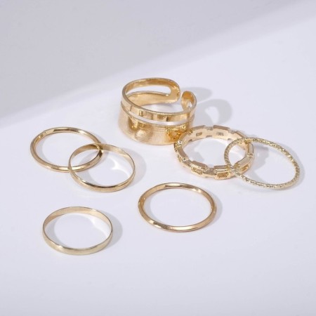 Set of rings 7 pieces "Subtleness", size mix, color gold-2