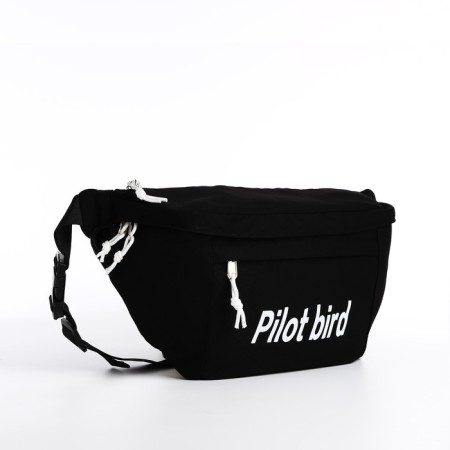 Bag on one shoulder with a zipper, 2 outer pockets, black color-3