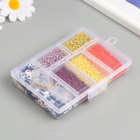 Glass 8/0 in the casket "Autumn" beads + thread 0.8 mm 5 m 12x8.4x2.2 cm-2