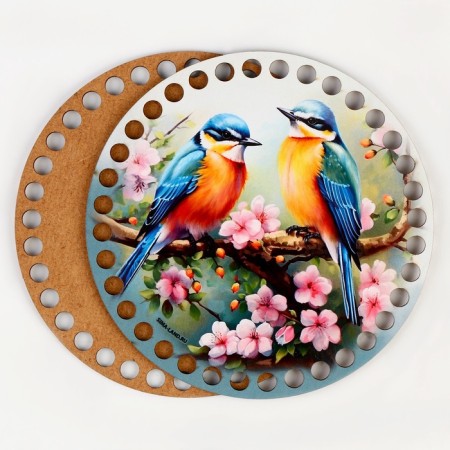 Bottoms for knitting 2 in 1 "birds on the apple tree", circle 15 cm, hdf 3 mm-3