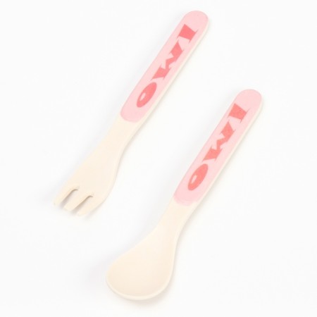 A set of children's utensils from the bamboo “Owl”, 5 objects: plate, bowl, glass, cutlery-7