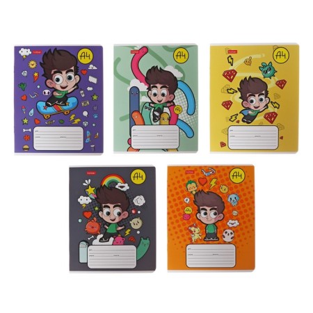 Notebook 12 sheets large cage "Funny kids", a beam coated cardboard, block 65g/m2, 5v mix