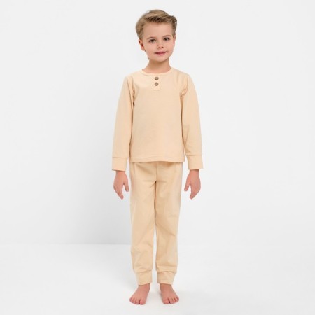 Pajama for a boy (longshit, trousers) minku beige color, height 122