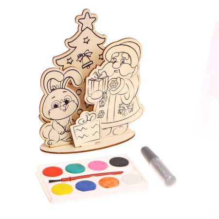 Set for creativity "Wood painting. Santa Claus and Bunny "-3