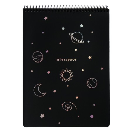 A5 sketchbook, 30 black sheets on the crest, "Moon", solid substrate, density 110 gr., Mix-6