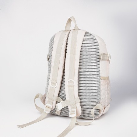 School backpack from textiles, 6 pockets, milk color-4