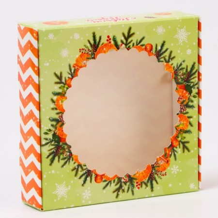 Gift box team with the window "New Year", 11.5 x 11.5 x 3 cm-1