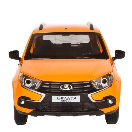 Metal Lada Granta Cross 1:24, doors, hood, trunk, light and sound effects open, orange color-5