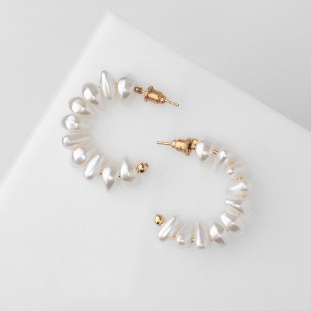 Earrings with pearls "bead" crescent, color gold-1
