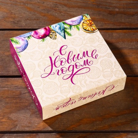 New Year. Box for 9 sweets with a shell "Christmas toys", 13.7 x 13.7 x 3.5 cm-2