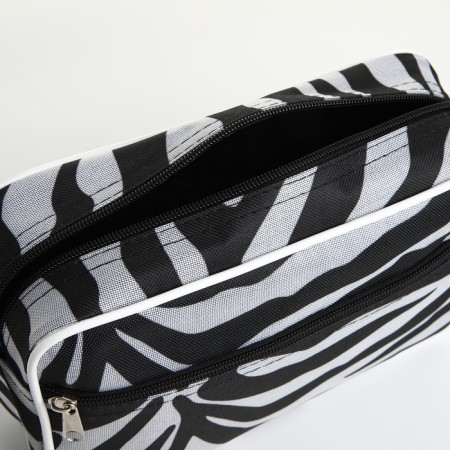 Lightning cosmetic bag, external pocket, black/white color-2