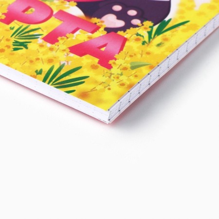 Notepad A6, 40 leaflets in a cage. Cardboard Cover "Panda, March 8"-1