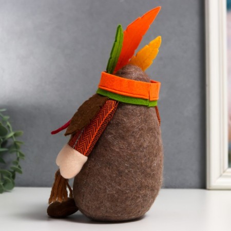 Interior doll "Grandma in an Indian headdress" 25x7x9 cm-4
