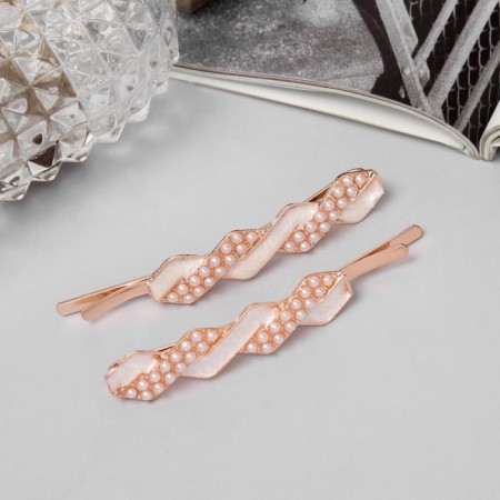 Invisibility for hair "Kalie" (set 2 pcs) grace, 6 cm, pink gold