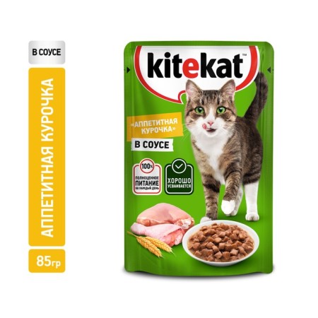 Wet Kitekat food for cats, chicken in sauce, spider 85 g