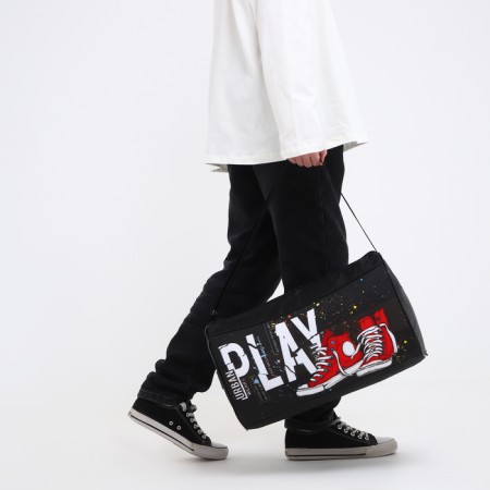 Children's sports bag for a boy with a zipper, external pocket, black color-6