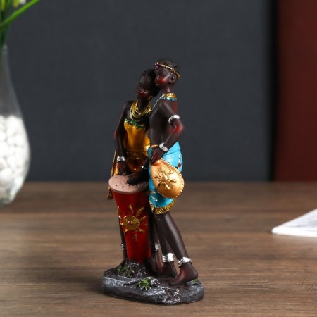 Souvenir Polystone "African couple - Fidelity" 17.5x9.5x6 cm mix-2