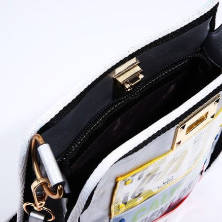 Bag Cross-Bodi with a zipper, silver color-6