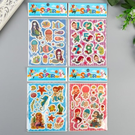 Stick Plastic "Mermaids" Golden stroke mix 16x9.8 cm set 10 pcs-5
