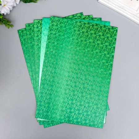 Foamiran hologram "Green Grass" 1.8 mm set 5 sheets 20x30 cm-1